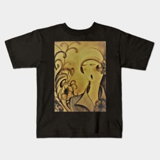 art deco sepia flapper girl lady art design by jackie smith for house of harlequin Kids T-Shirt